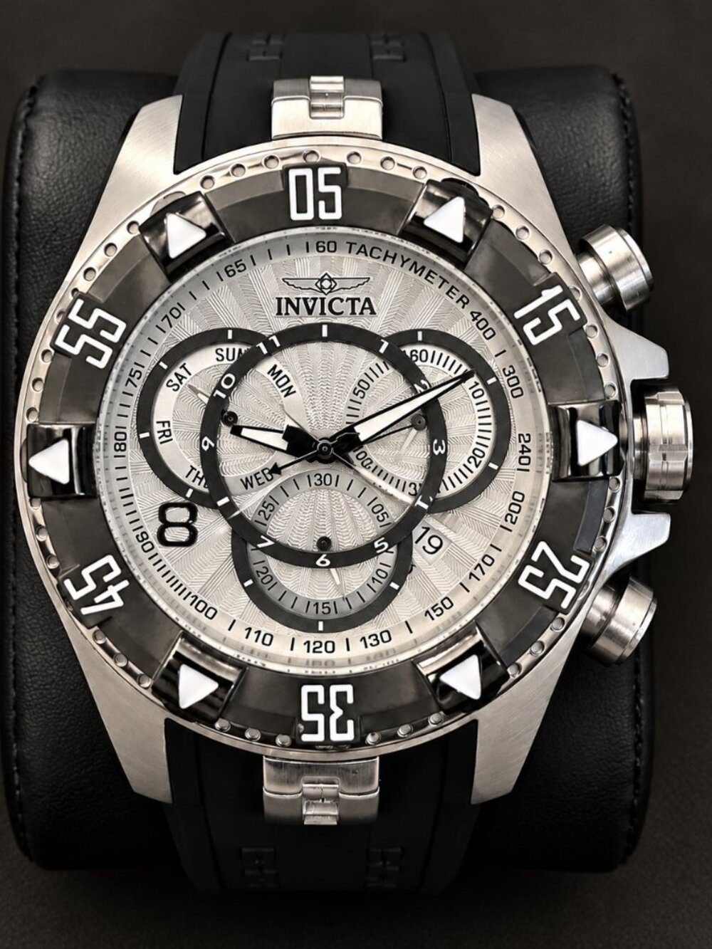 Invicta Excursion 24272 Men's Chronograph Silver Black Rubber Watch